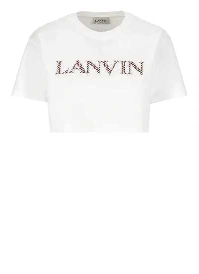 Lanvin Logo-embroidered Cotton T-shirt In White