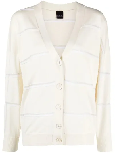 Lorena Antoniazzi Striped Knitted Cardigan In White