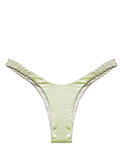 Isa Boulder Highweave Reversible Bikini Bottoms In Green