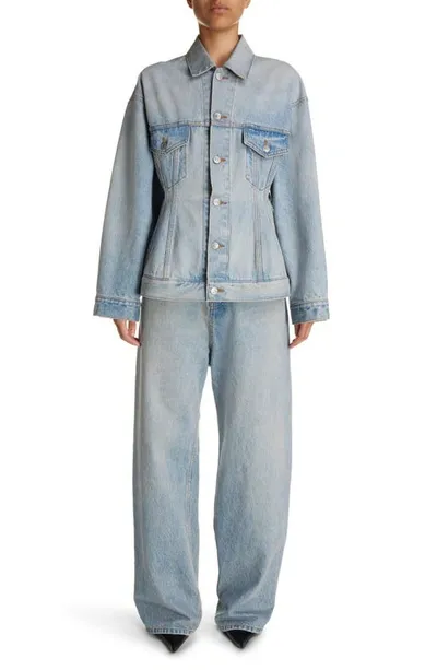 Balenciaga Denim Hourglass Jacket In Blue