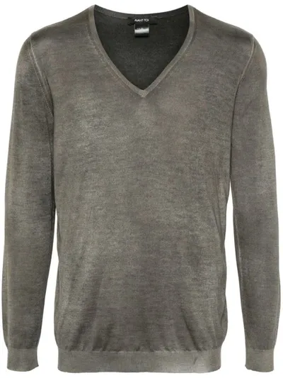 Avant Toi V-neck Fine-knit Jumper In Brown