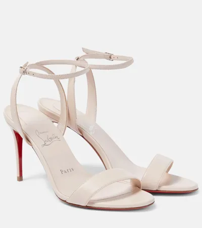 Christian Louboutin Loubigirl 85 Beige Leather Sandals In Neutral