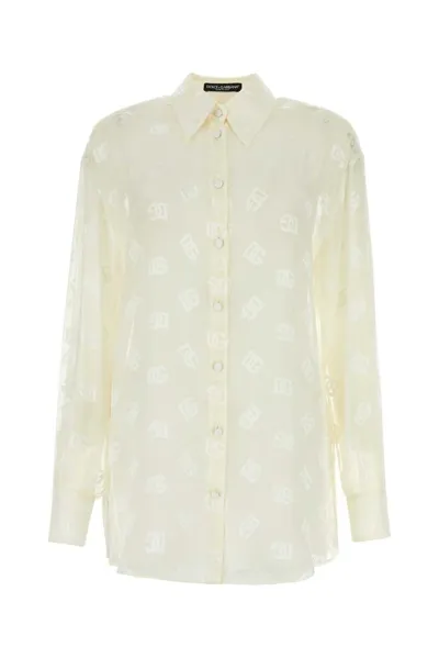 Dolce & Gabbana Dg Logo Jacquard Shirt In White