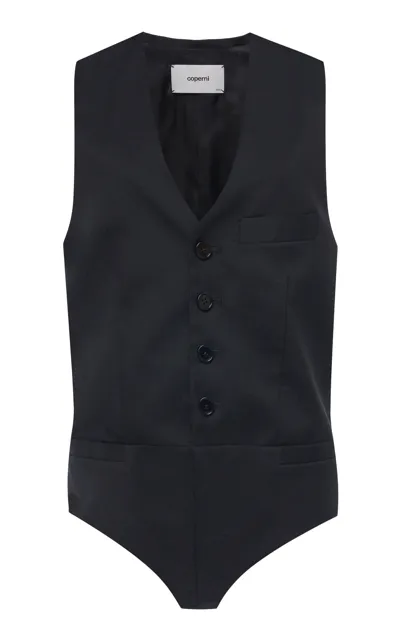 Coperni Tailored Wool-blend Bodysuit Vest In Black