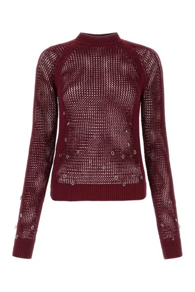 Durazzi Milano Bead-embellished Open-knit Jumper In Red