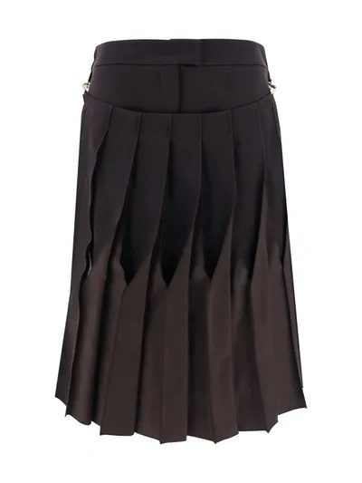 Fendi Duchesse Skirt With Pleated Panel In Brown