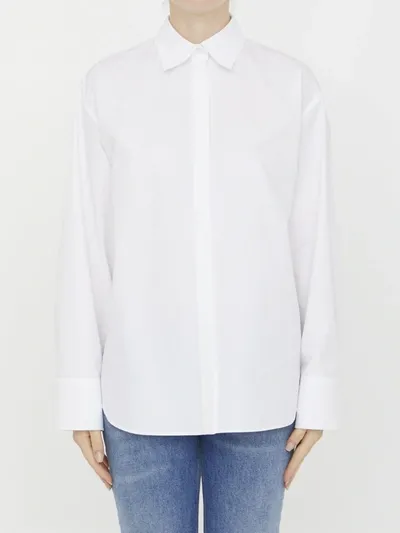 Valentino Compact Popeline Cotton Shirt In Optic White