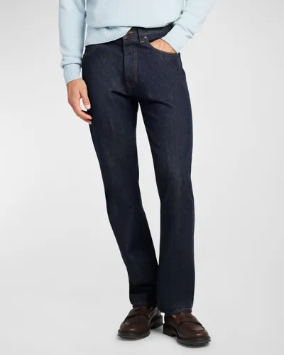 Loro Piana Men's Kamen Cotton-cashmere Denim Jeans In Shadow Blue