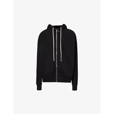 Rick Owens Mens Black Windbreaker Slip-pocket Cotton-jersey Hoody