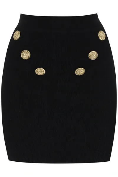 Balmain Knit Skirt In Black