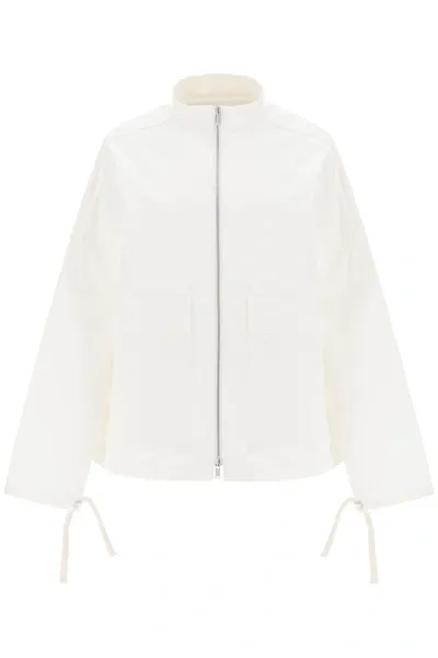 Jil Sander Oversized Blouson Jacket In Canvas In White