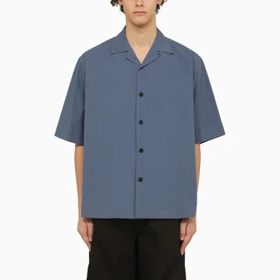 Jil Sander Men's Short-sleeve Shirt J+ French Blue In Silver