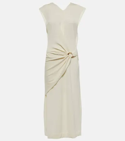 Jil Sander Virgin Wool Wrap Dress In Beige