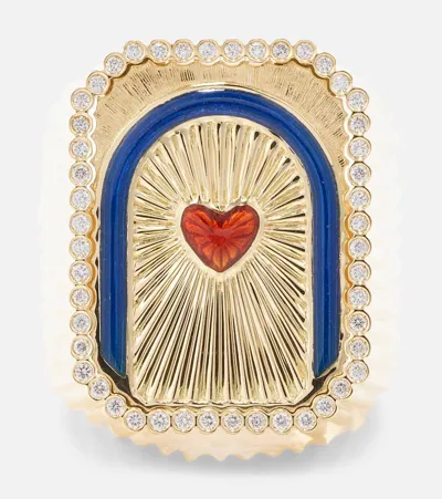 Marie Lichtenberg Heart Mini Scap 18kt Gold Ring With Diamonds