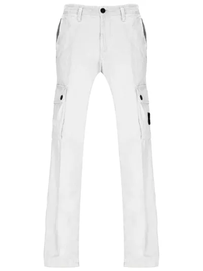 Stone Island Logo Patch Slim Trousers In White