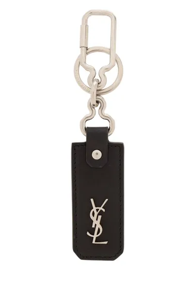 Saint Laurent Cassandre Keyring In Black