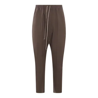 Rick Owens Drop Crotch Drawstring Pants In Brown