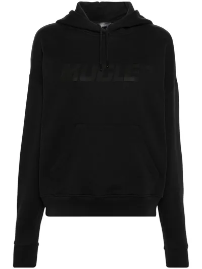 Mugler Logo-raised Hoodie In Black