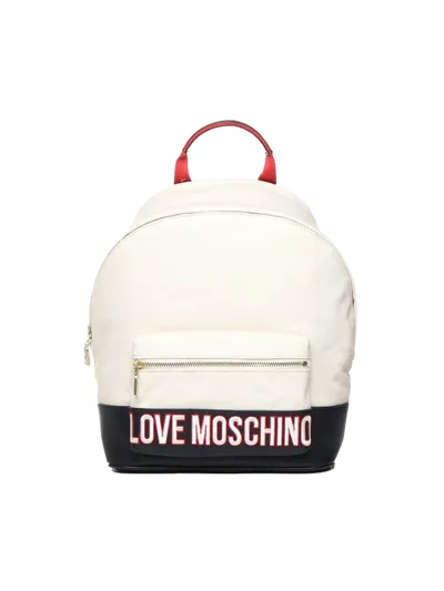 Love Moschino Logo Embroidered Zipped Backpack In Red