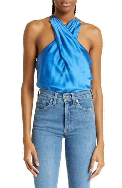 Veronica Beard Stewart Charmeuse Top In Azure Blue