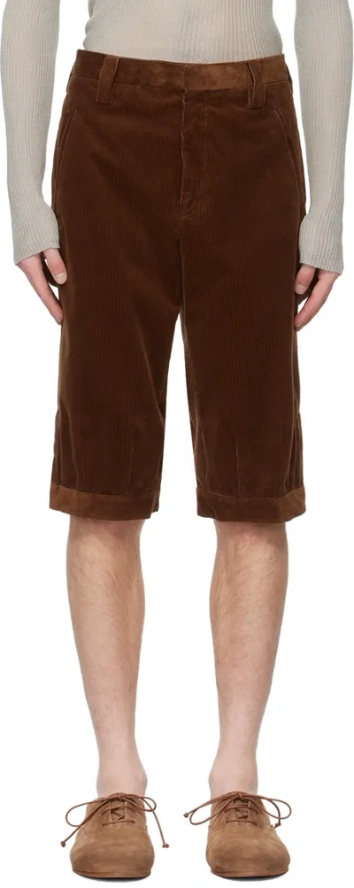 Rier Tan Knickerbocker Shorts In Bruciato Corduroy