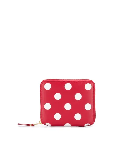 Comme Des Garçons Dot Leather Wallet In Red