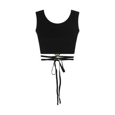 Barrow Black Stretch Crossed Crop Top