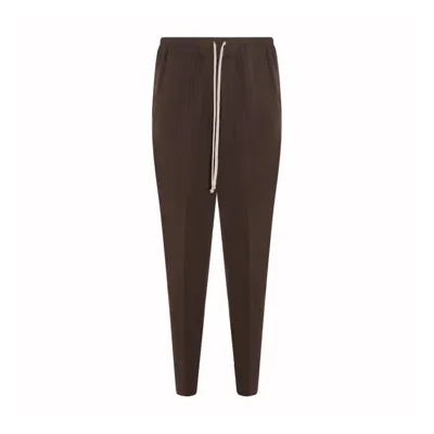 Rick Owens Drawstring Slim Long Pant Pants In Brown