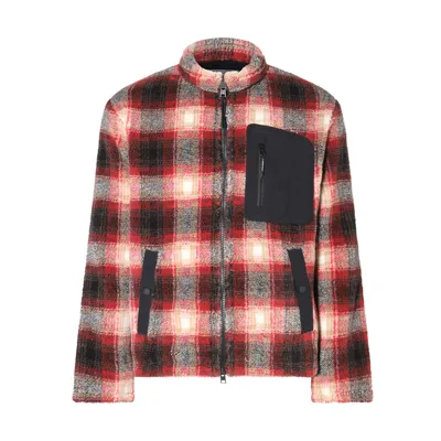 Woolrich Checked Funnel Neck Jacket In Red