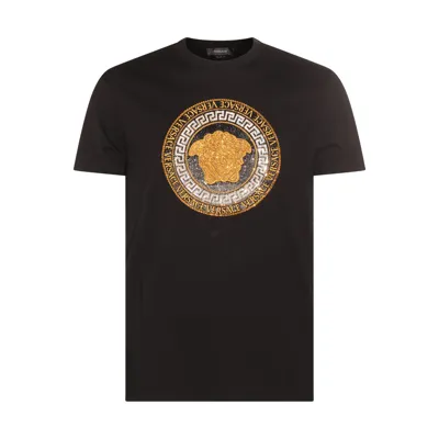 Versace Round-neck Cotton T-shirt In Black