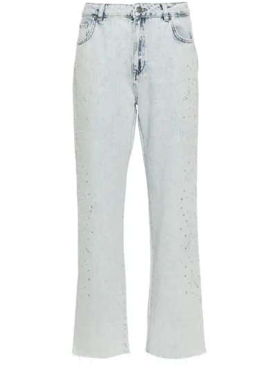 Twinset Cropped Straight-leg Trousers In Blue