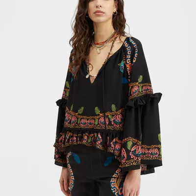 La Doublej Boho Blouse In Eve Place Black