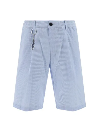 Paul & Shark Cotton Bermuda Shorts In Biancorigheazzurre