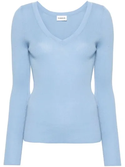 P.a.r.o.s.h V-neck Ribbed-knit Jumper In Light Blue