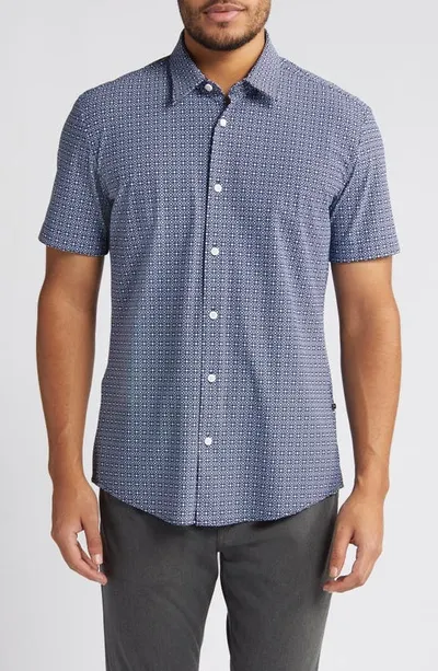 Hugo Boss Regular-fit Shirt In Printed Stretch-linen Chambray In Pastel Blue