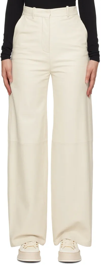 Hugo Boss Off-white Wide Leg Leather Pants