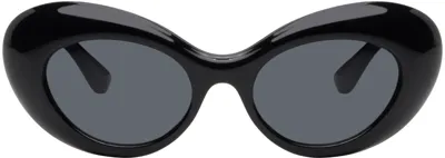 Versace Black 'la Medusa' Oval Sunglasses In Gb1/87 Black