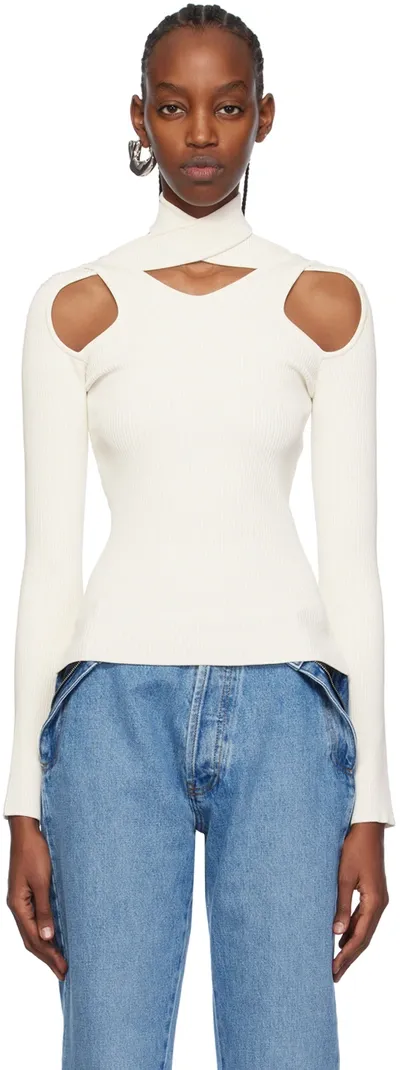 Coperni Off-white Cutout Sweater In Whte White