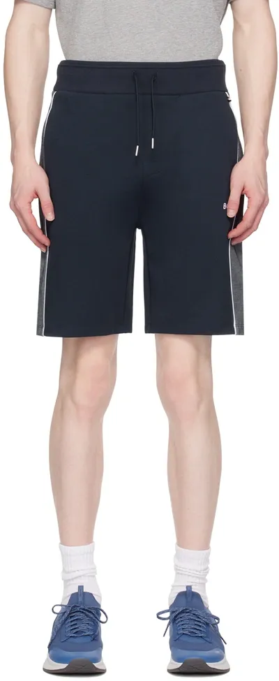 Hugo Boss Navy Paneled Shorts In Dark Blue 403