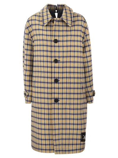 Marni Oversized Reversible Coat With Collar And Cut On The Back Of The Neck In Yellow,blue