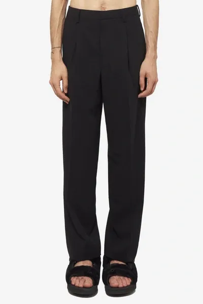 Auralee Cotton & Silk Viyella Relaxed Fit Pants In Navy