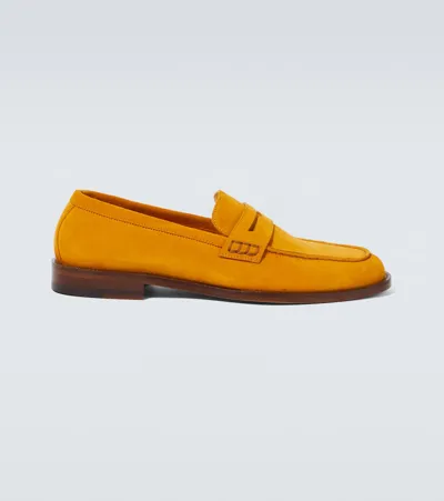 Manolo Blahnik Perry Suede Penny Loafers In Yellow