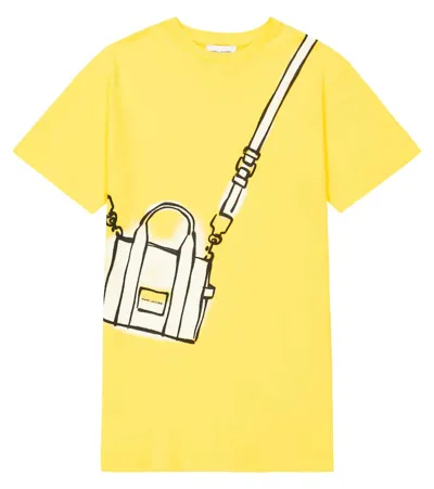 Marc Jacobs Kids' Trompe L'ail Cotton T-shirt Dress In Yellow