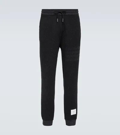 Thom Browne 4-bar Cotton And Silk Sweatpants In Black