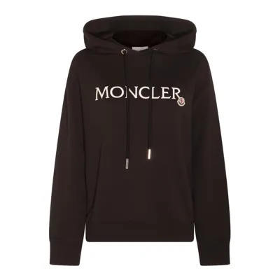 Moncler Logo Embroidered Drawstring Hoodie In Black