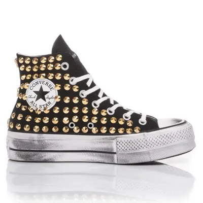 Mimanera Converse Platform Black Gold Studs Customized