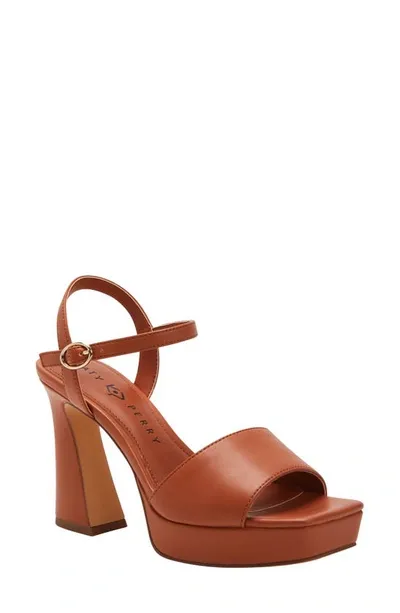 Katy Perry The Square Ankle Strap Platform Sandal In Ginger Biscuit