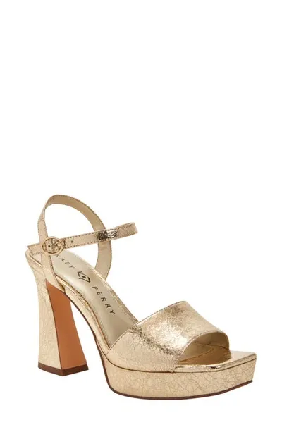 Katy Perry The Square Ankle Strap Platform Sandal In Gold