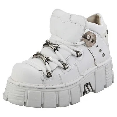 Pre-owned New Rock Rock M106n-c27 Unisex White Stiefel Plattform - 38 Eu In Weiss