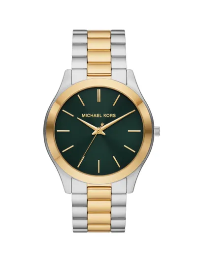 Michael Kors Oversized Slim Runway Two-tone Watch In Yellow Gold